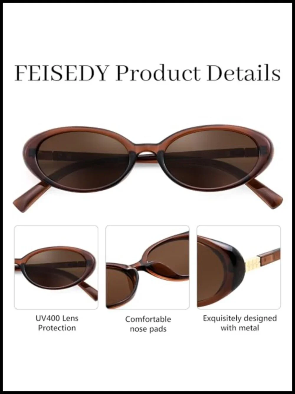 Retro Oval Cateye Sunglasses Small Frame UV400 Protection